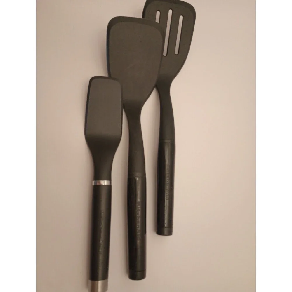 KitchenAid 3-Piece Black Utensil Set: Slotted Turner, Spatula, and Scraper